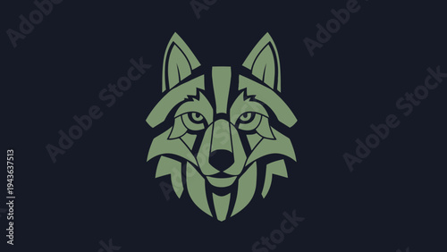 Stylized Geometric Wolf Head Emblem Design.