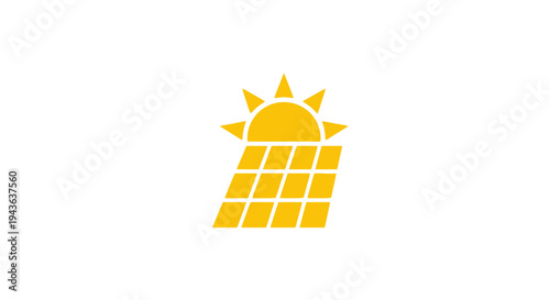 Renewable Energy Icon: A radiant sun shines down upon a grid of solar panels, symbolizing the promise of clean and sustainable energy. The image showcases the core of green technology.