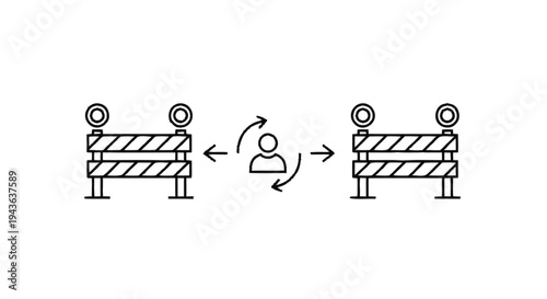 Social Distancing Barrier and Person Icon.