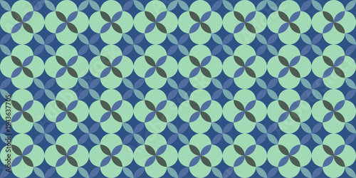 Abstract seamless geometric vector design featuring a vintage blue flower ornament and retro diamond shapes for textile wallpaper and tile texture