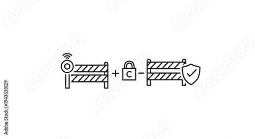 Smart Security Barrier System with Lock and Shield Icons.
