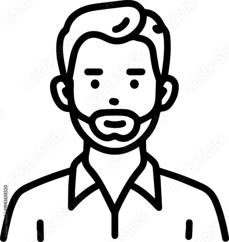 Hand Drawn Male Customer Service Agent Black and White Avatar Illustration in Minimal Line Art Style Design