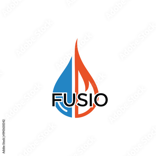 Abstract logo design representing fusion of water and fire elements.