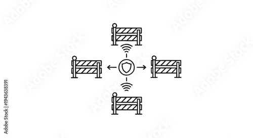 Smart Security System with Wireless Barriers and Central Hub.