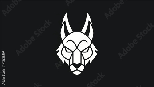 Stylized Geometric Wolf Head Logo Design White.