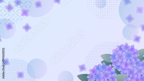 和柄と紫陽花の紫を基調とした16:9背景素材