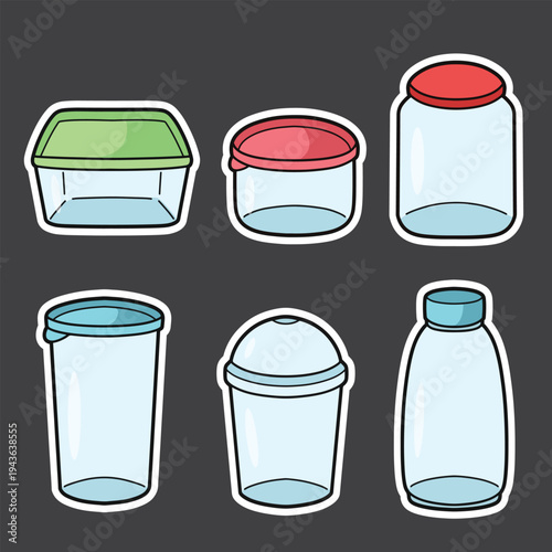 set of food container good for sticker, badge, element design, print design, etc