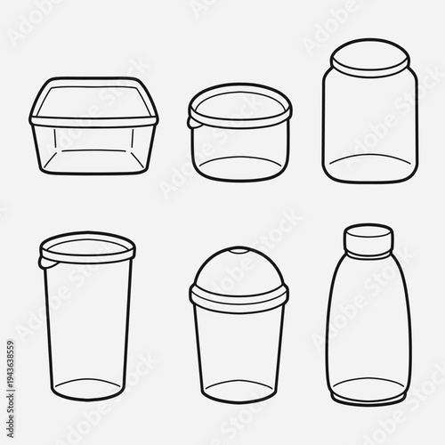 set of food container good for icon, symbol, element design, coloring book, etc