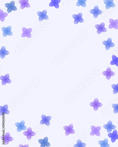 紫陽花の花びらを散りばめたフレーム4:5背景素材