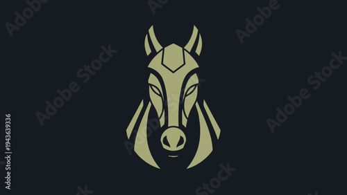 Stylized Geometric Horse Head Emblem Logo Design.