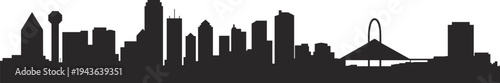 Dallas Texas skyline silhouette with Reunion Tower and Margaret Hunt Hill Bridge isolated on white background, iconic urban cityscape vector illustration