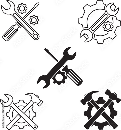 Collection of tool icons including wrenches and hammers