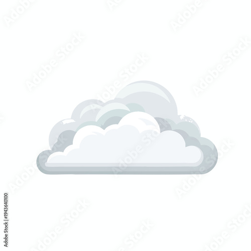 A simple cartoon cloud graphic with soft grey and white shading