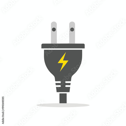Simple graphic of a dark grey electric plug with a yellow lightning bolt