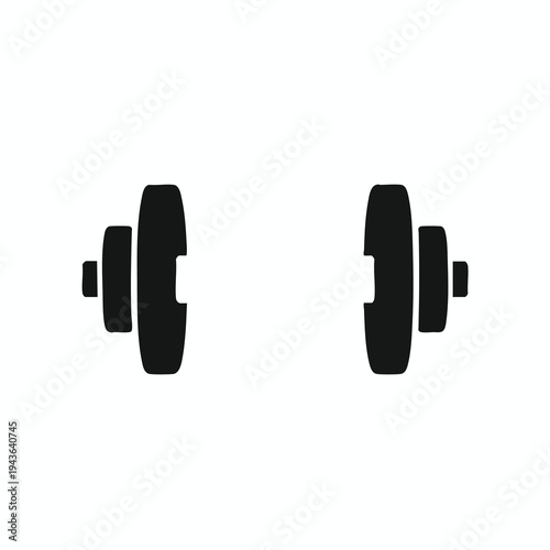 Minimalist black silhouette of a barbell with weight plates