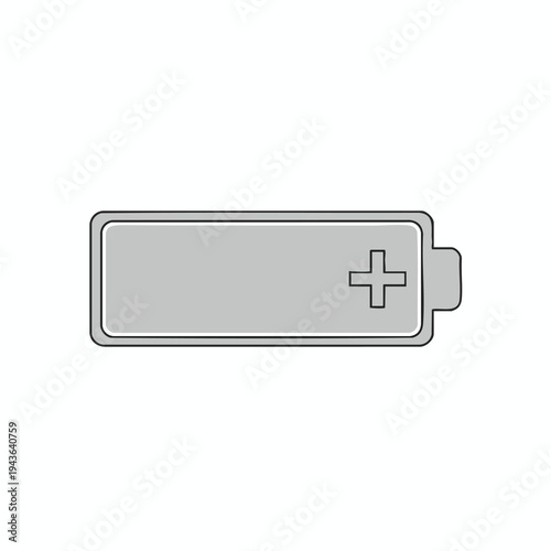 Simple grey battery icon with a black outline and plus symbol