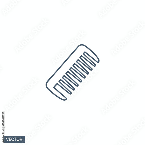 Simple blue outline of a comb on a white background
