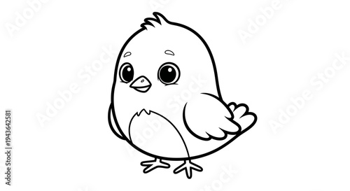 Cute Bird Line Art
