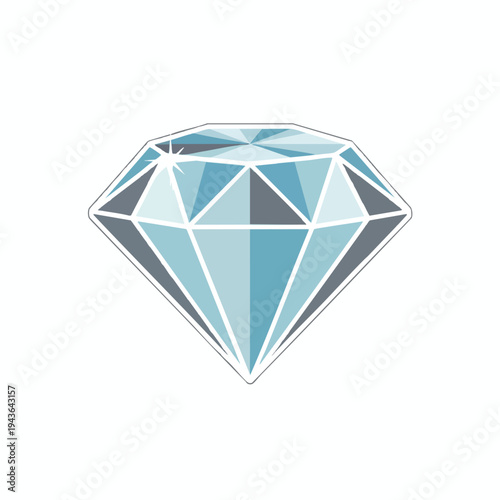 Stylized faceted gemstone with cool blue and gray tones and a sparkle