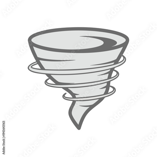 Stylized gray vortex with swirling rings against white background