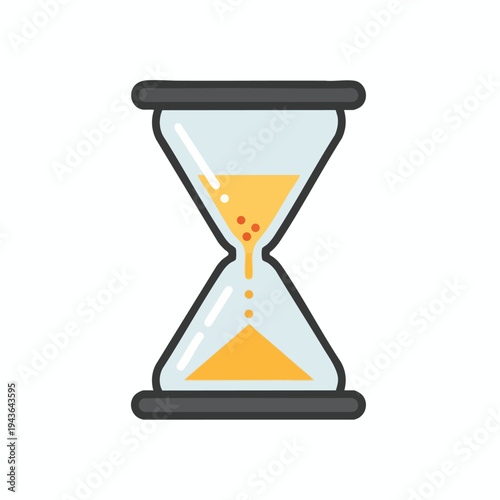Hourglass with yellow sand falling, marking the passage of time