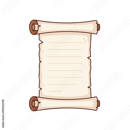 Vintage scrolled parchment with horizontal lines, aged paper, brown accents