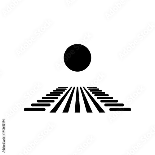 Abstract Minimalist Perspective with Receding Lines and a Simple Circle