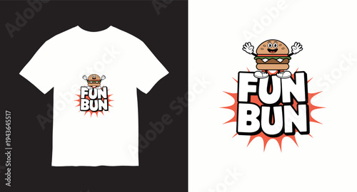 Fun bun cartoon character on white t-shirt design for apparel printing