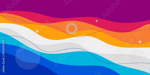 Simple blue and orange geometric business banner design. creative banner design with wave shapes and lines on white background for template. Simple horizontal banner. Eps10 vector