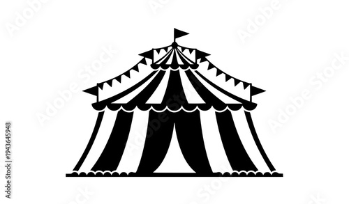 Vintage Circus Tent Carnival Clip Art Black Vector