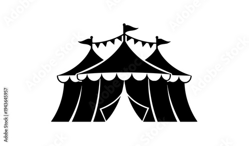 Carnival Tent Silhouette Black Clip Art Circus Tent Vector