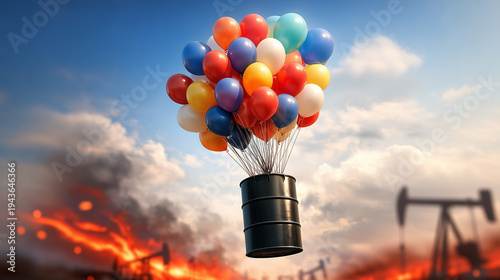Oil barrel and balloons: Sy...