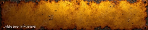 Oxidized gold steel plate, showing years of wear , surface, macro
