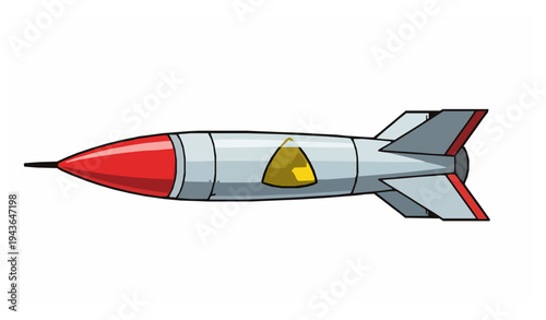 Atomic rocket air bomb nuclear weapon missile vector illustration isolated