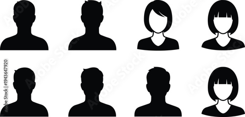 Large collection of professional business people silhouettes standing in formal suits for corporate team leadership management recruitment successful career and office staff concept.
