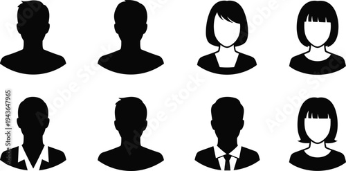 Large collection of professional business people silhouettes standing in formal suits for corporate team leadership management recruitment successful career and office staff concept.