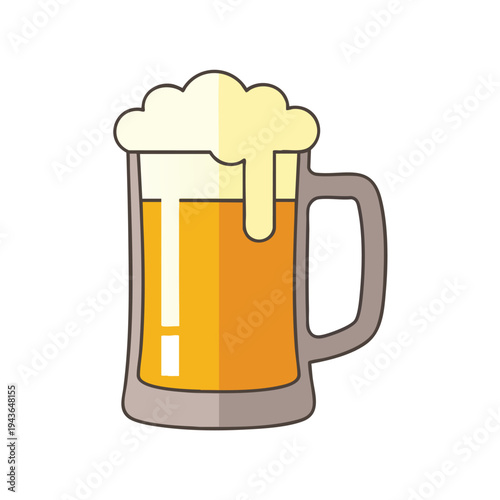 A frothy, golden liquid fills a clear mug with a thick, tan handle