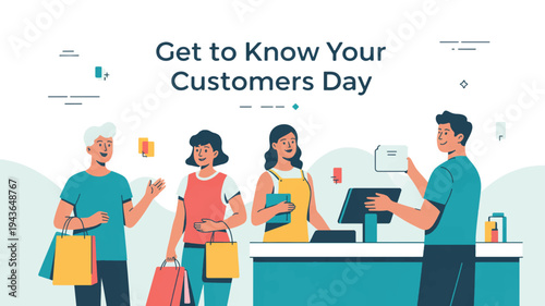 Get to know your customers day business people interacting with a cashier at a retail store counter