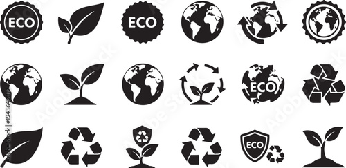 Eco friendly icons and symbols for sustainable living concept