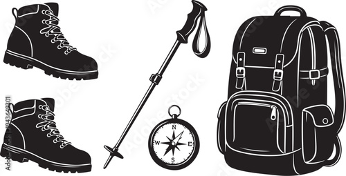 Hiking gear and equipment for outdoor adventure travel