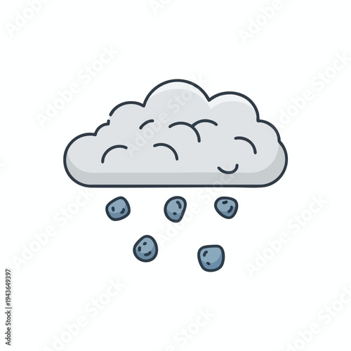 Stylized gray cloud with blue pellets falling from it