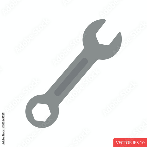 A single, gray, double-ended wrench angled on a plain white background