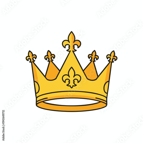 Yellow crown with fleur-de-lis emblems and black outline