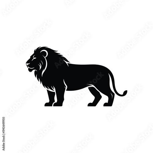 Majestic african lion stands proudly in a striking black silhouette
