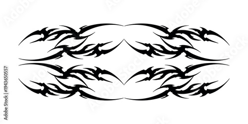 hand drawn tribal ornament vector edgy designs with abstract and symmetrical, cyber sigilism elements, gothic y2k sharp spikes. good for tattoos, metal band art