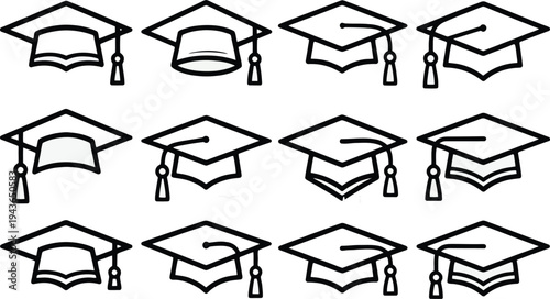 Set of 10 graduation cap icons vector