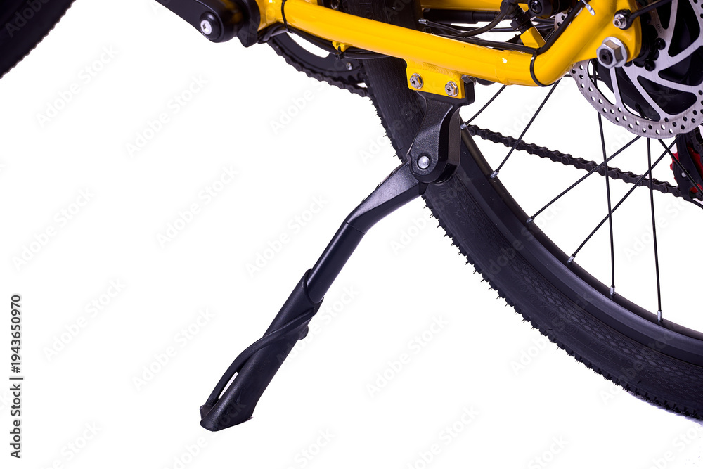 Naklejka premium Yellow bicycle stand with black kickstand