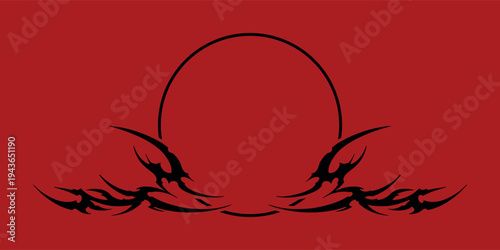 hand drawn tribal ornament vector edgy designs with abstract and symmetrical, cyber sigilism elements, gothic y2k sharp spikes. good for tattoos, metal band art