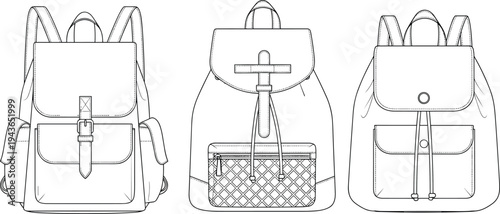 Comprehensive Fashion Vector Illustration Set Featuring Mens Dress Shirts Trousers Cargo Joggers Womens Tank Tops Oversized Cardigans and Diverse Backpacks Silhouette Icons for Design Templates