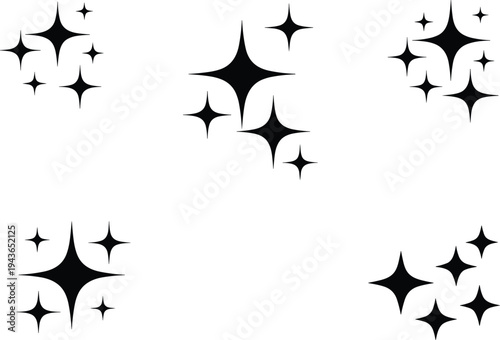 Magic sparkle and star vector icon set for decorative shine, luxury branding, and celebration greeting cards